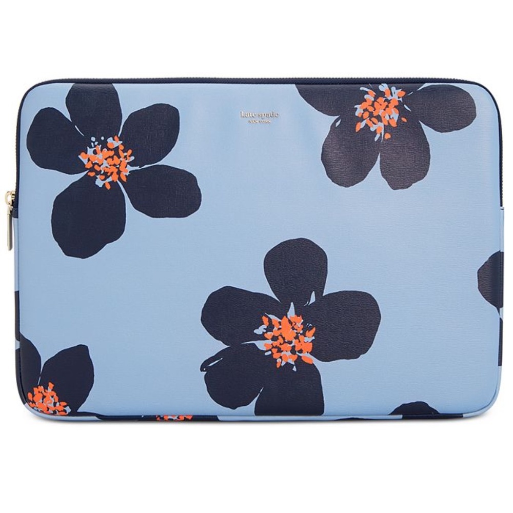 Kate Spade Blue Floral Universal Laptop Case Bag - Pop Art Style Flowers NWOT - Picture 1 of 9